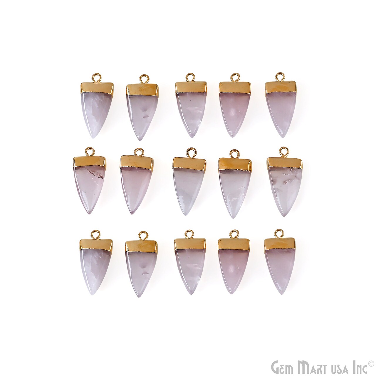 Triangle Pendant, Gold Electroplated Single Bail 24x10mm, Gemstone Connector Charm, GemMartUSA (50793)